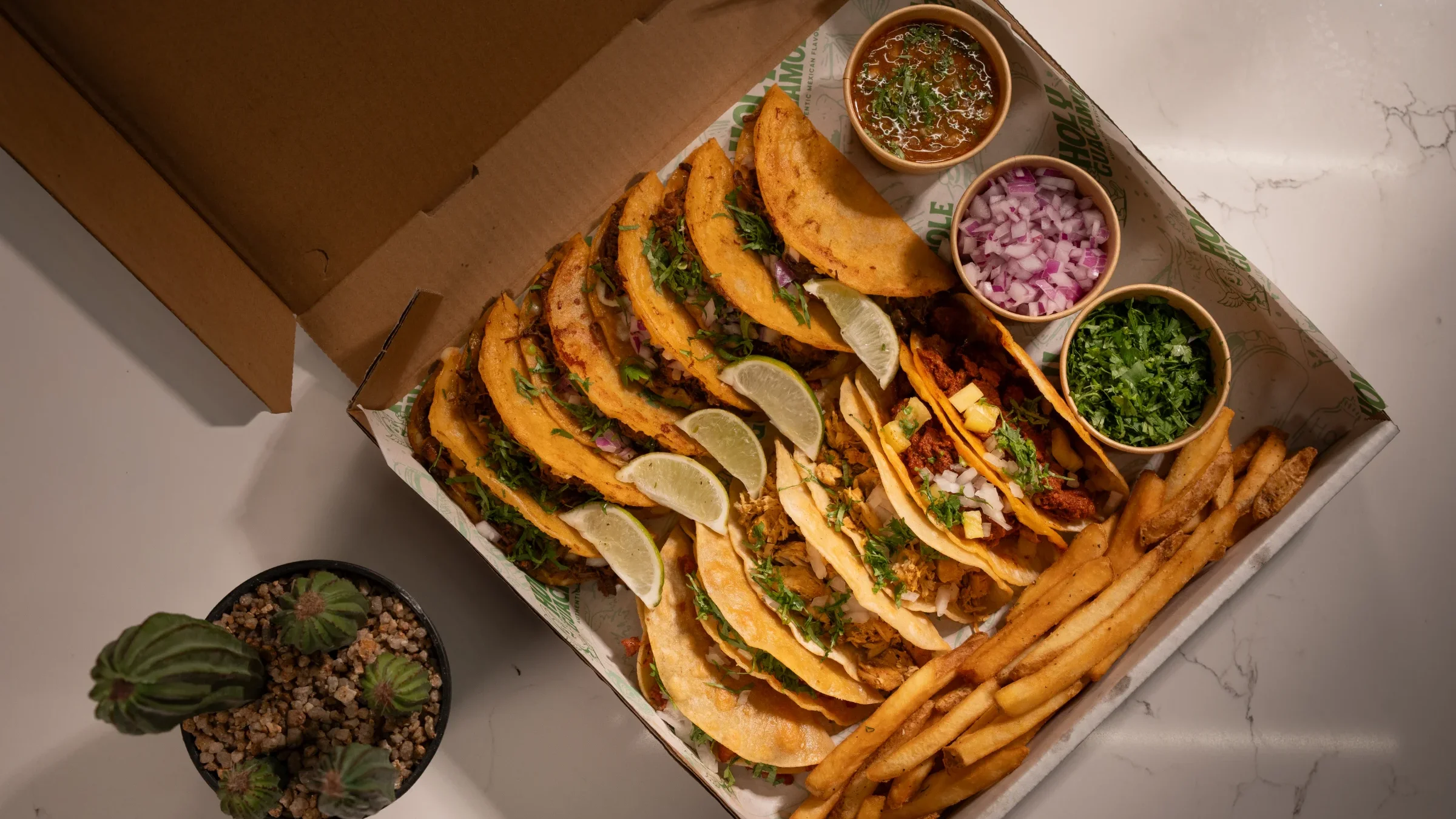 Tacos en bandeja para llevar